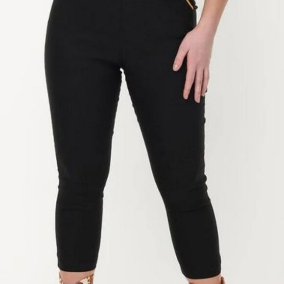 Unique Vintage Maines Black Jumpsuit with Gold Trim NWT - Picture 2 of 12